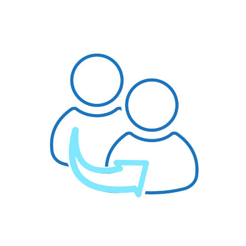 Graphic of two people and an arrow