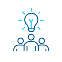 Graphic of 3 people under a lightlbulb