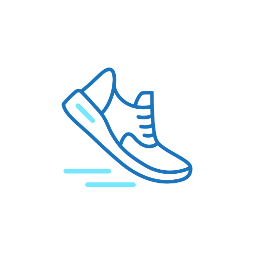 Graphic of a running shoe in motion