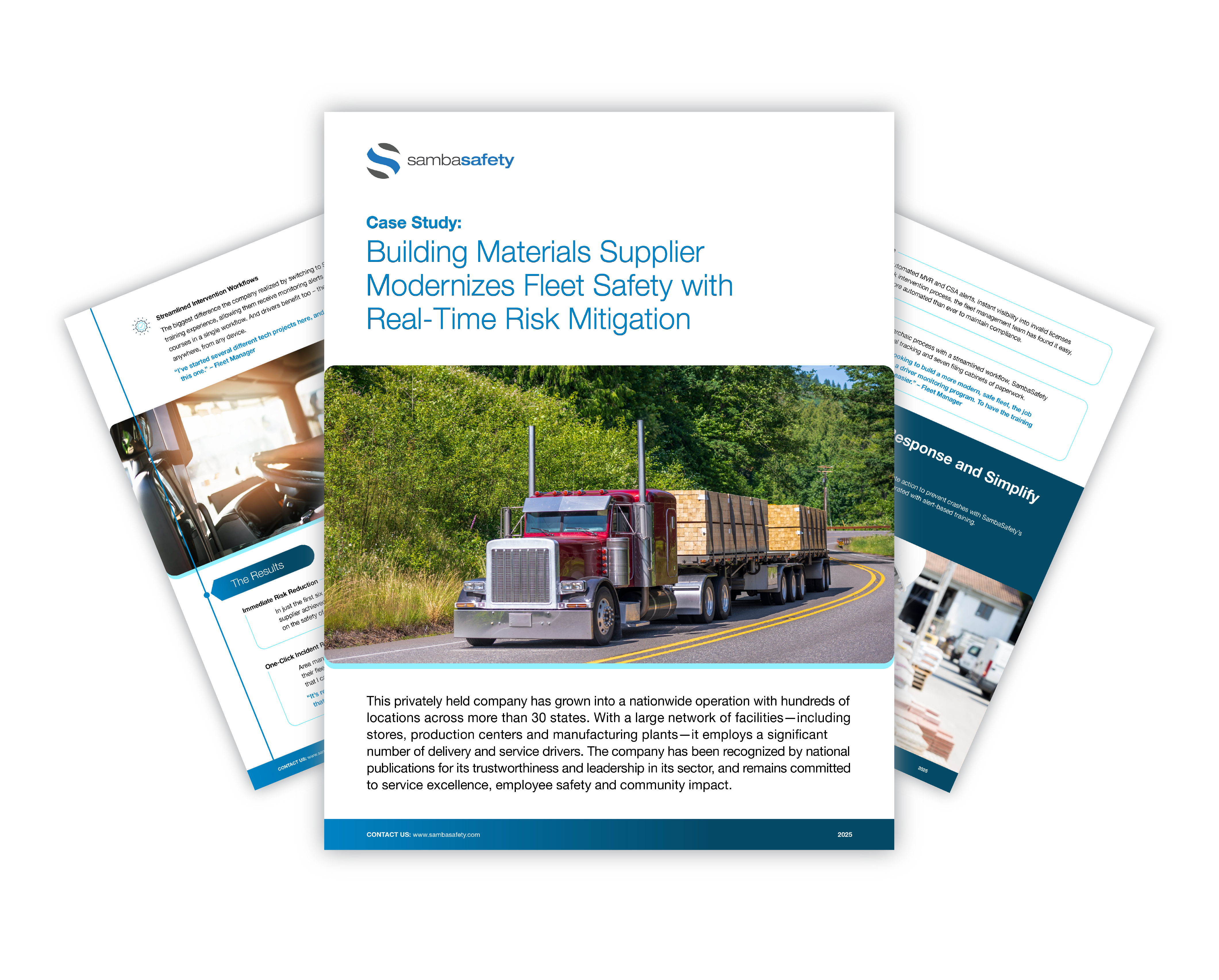 Graphic for SambaSafety's "Building Materials Supplier Modernizes Fleet Safety with Real-Time Risk Mitigation" Case Study