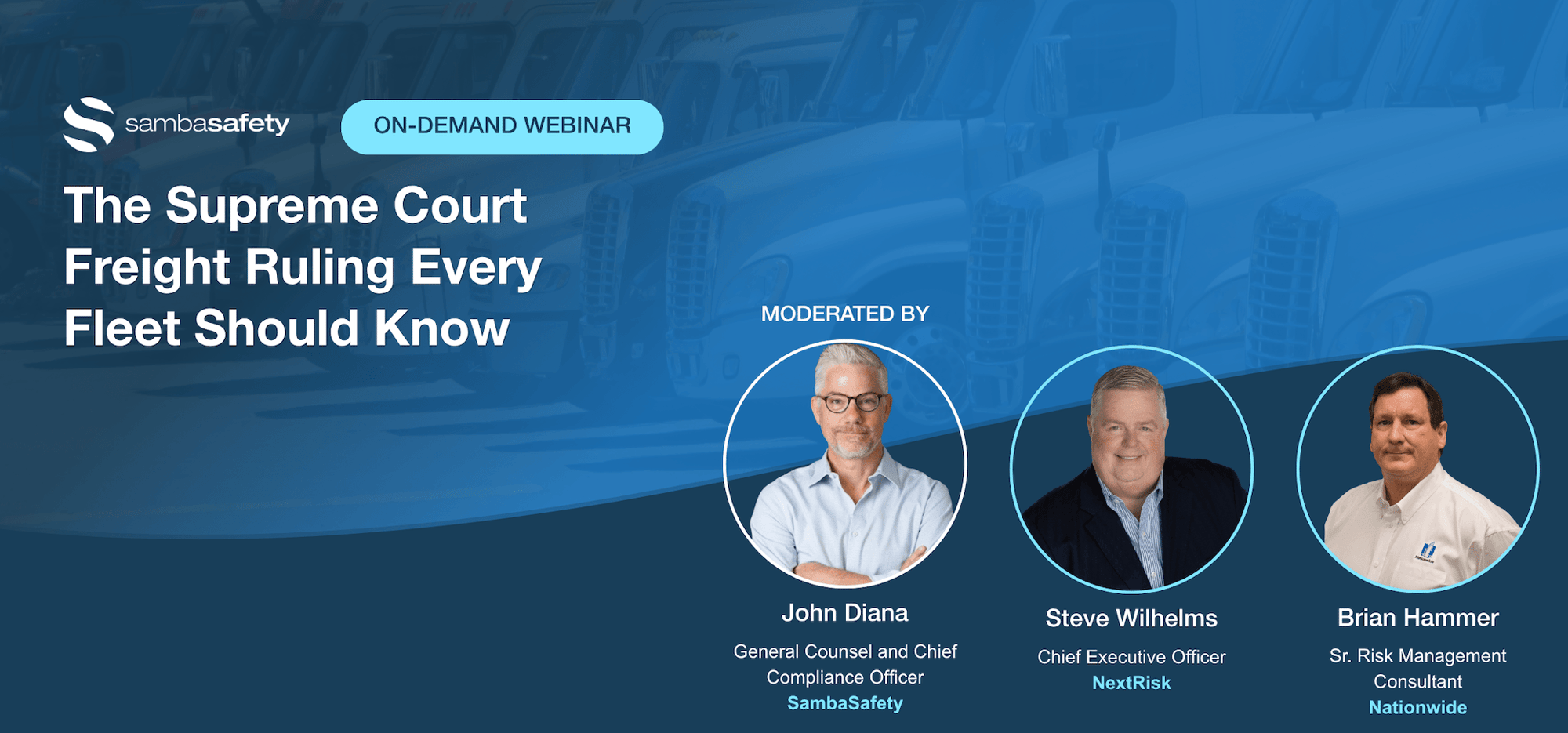 Graphic for SambaSafety's webinar "The Supreme Court Freight Ruling Every Fleet Should Know"