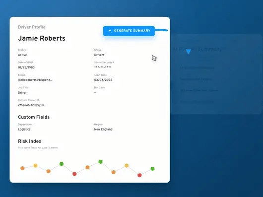 Gif demo for SambaSafety's AI Profile Summary feature