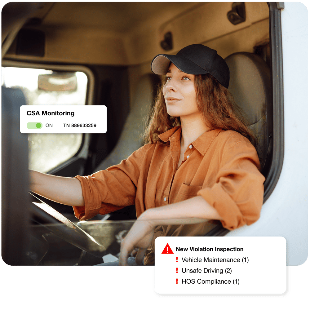 Graphic promoting SambaSafety's CSA monitoring software for CDL drivers