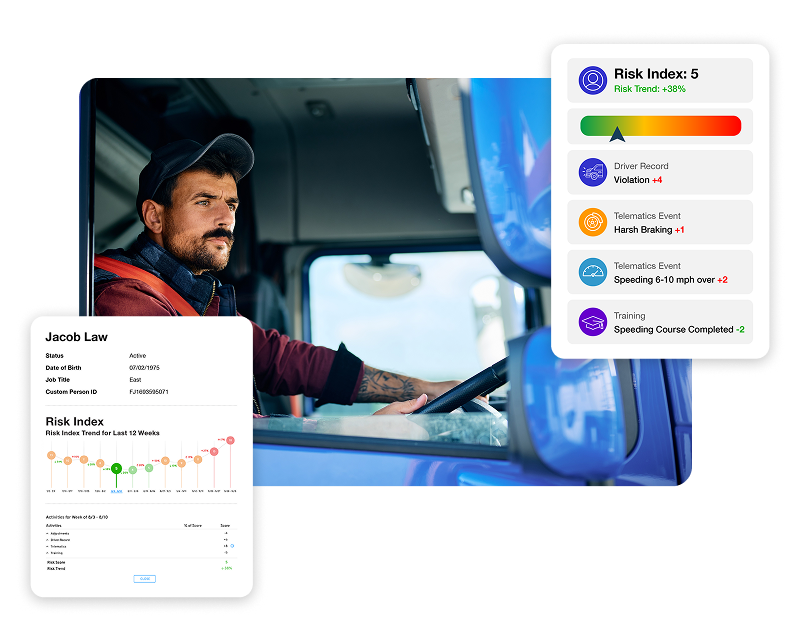 Truck driver with risk data and actionable insights