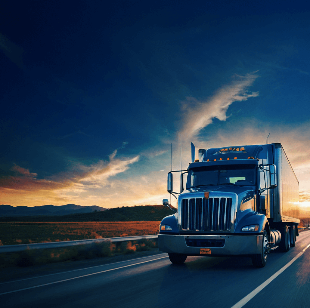 truck-on-highway-at-dusk