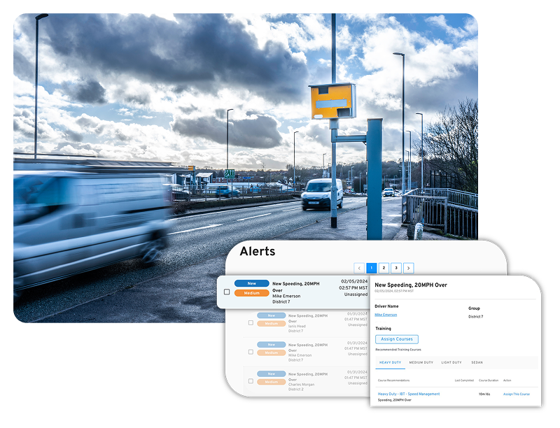Enhanced risk management for business fleets with speeding alerts and driver training insights. Enhanced risk management for business fleets with speeding alerts and driver training insights.