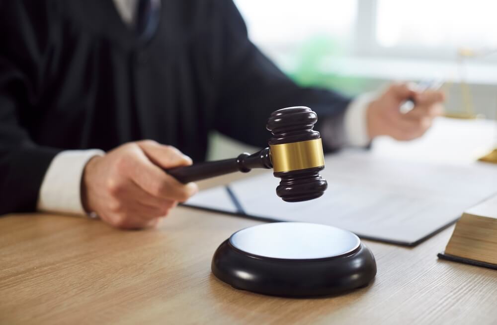 Judge with gavel in a courtroom