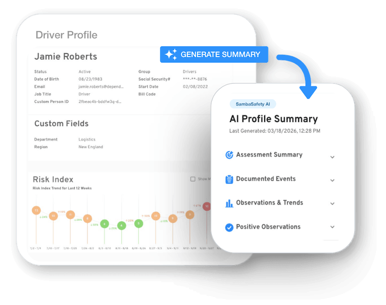 SambaSafety AI Profile Summary highlighting driver risk