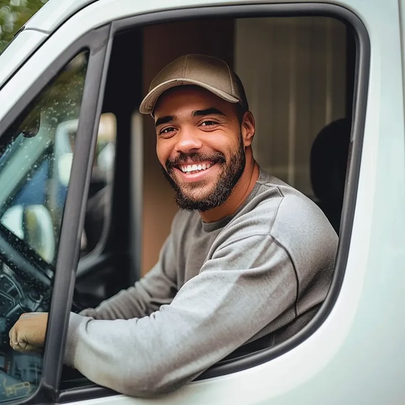Fleet employee driving cargo van