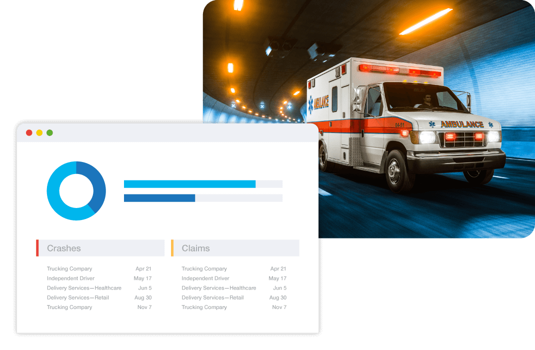 ambulance driving with illustration of chart