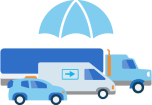 illustration of cars under umbrella