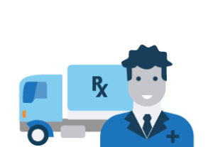 illustration of pharmacy with driver