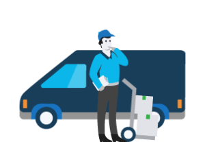 illustration of real employee delivering goods